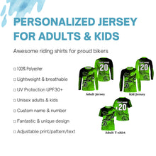 Load image into Gallery viewer, Green Motocross kid men women jersey custom UPF30+ extreme off-road dirt bike shirt motorcycle PDT330