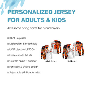 Dirtbike Racing Jersey UPF30+ Personalized Orange Camo Motocross Off-road MX Riding Jersey NMS1251