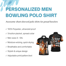 Load image into Gallery viewer, Shut Up and Bowl - Funny Polo Bowling Shirt Men Personalized Flame Skull Bowler Jersey NBP19