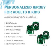 Load image into Gallery viewer, Custom motocross jersey green muscle UPF30+ kid men women MX racing dirt bike off-road motorcycle NMS1068