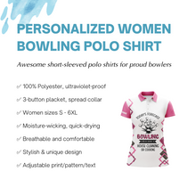 Load image into Gallery viewer, Personalized Women Polo Bowling Shirt Funny Pink Short Sleeve Team Polo Female Bowlers Jersey NBP08