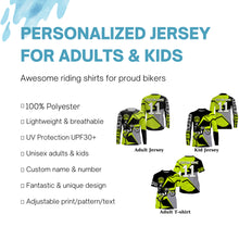 Load image into Gallery viewer, Youth men women Motocross racing jersey personalized UPF30+ biker extreme off-road green MX shirt PDT255