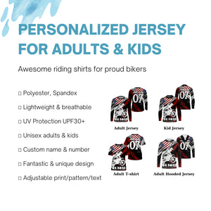 American flag personalized UPF30+ Motocross jersey MX racing biker extreme motorcycle shirt PDT13