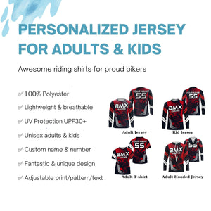 Red BMX racing jersey UPF30+ extreme shirt Adult Cycling gear biking clothes for kids| SLC104