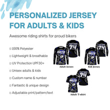 Load image into Gallery viewer, Dirt bike jersey for kid&amp;adult custom name&amp;number UPF30+ motocross racing offroad motorcycle shirt PDT150