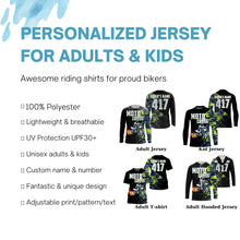 Load image into Gallery viewer, Custom Motocross kid men women UPF30+ jersey for MX camo green dirt bike off-road racing shirt PDT82