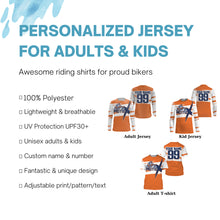 Load image into Gallery viewer, Custom name number dirt bike racing jersey orange kids men Motocross off-road UPF30+ MotoX shirt PDT126