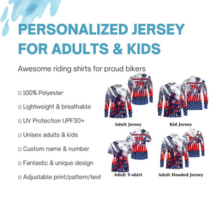 Motocross custom MX jersey kid women men UV protective American flag shirt dirt bike racewear PDT73