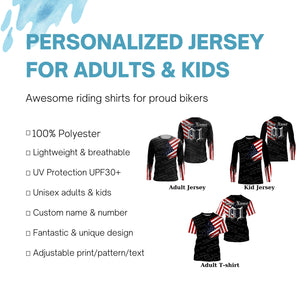 American Flag personalized dirt bike jersey Motocross youth men UV off-road patriotic racing shirt PDT199