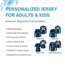 Load image into Gallery viewer, Custom motocross jersey blue muscle UPF30+ kid men women MX racing dirt bike off-road motorcycle NMS991