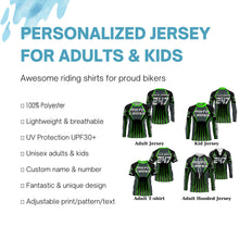Load image into Gallery viewer, Personalized green Motocross jersey men women kid racing UPF30+ biker off-road motorcycle shirt PDT301