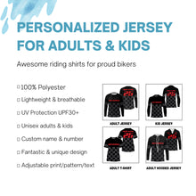 Load image into Gallery viewer, Custom motocross jersey UPF30+ kids men women dirt bike MX racing flag pattern motorcycle off-road NMS1025