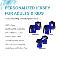 Load image into Gallery viewer, Motocross for kid men women jersey custom UPF30+ off-road dirt bike blue racing shirt motorcycle PDT321