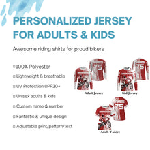 Load image into Gallery viewer, Custom Red Motocross Jersey Kid Men Women UV Protective MX Biker Racing Xtreme Motorcycle Shirt PDT385