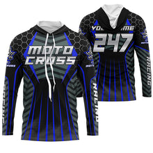 Load image into Gallery viewer, Personalized blue Motocross jersey men women kid racing UPF30+ dirt bike offroad motorcycle shirt PDT302