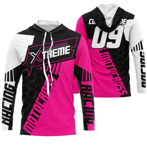 Extreme Motocross Jersey Personalized UPF30+ Racing Shirt Dirt Bike Off-road Biker Motorcycle - Pink NMS631