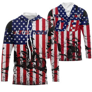 American Flag Motocross Jersey Personalized UPF30+ Adult&Kid Patriotic MX Racing Motorcycle Jersey| NMS720