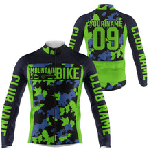 Load image into Gallery viewer, Mens mountain bike jersey UPF50+ Green camo MTB gear Breathable biking tops with pockets &amp; full zip| SLC89