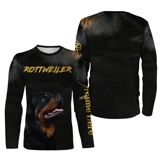 Rottweiler Hoodie Long Sleeve| Custom Name Rottweiler Shirt for Dog Mom Dog Dad Dog Lover Gift| JTSD272