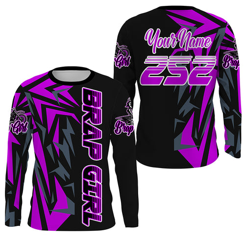 Brap Girl Purple Motocross Jersey Personalized UPF30+ Women Girls MX Racing Dirt Bike Shirt NMS1209