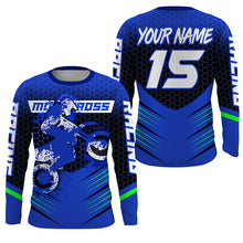 Load image into Gallery viewer, Blue MX youth men women jersey personalized Motocross off-road UPF30+ dirt bike shirt racing PDT333