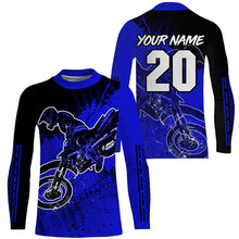 Load image into Gallery viewer, Motocross for kid men women jersey custom UPF30+ off-road dirt bike blue racing shirt motorcycle PDT321