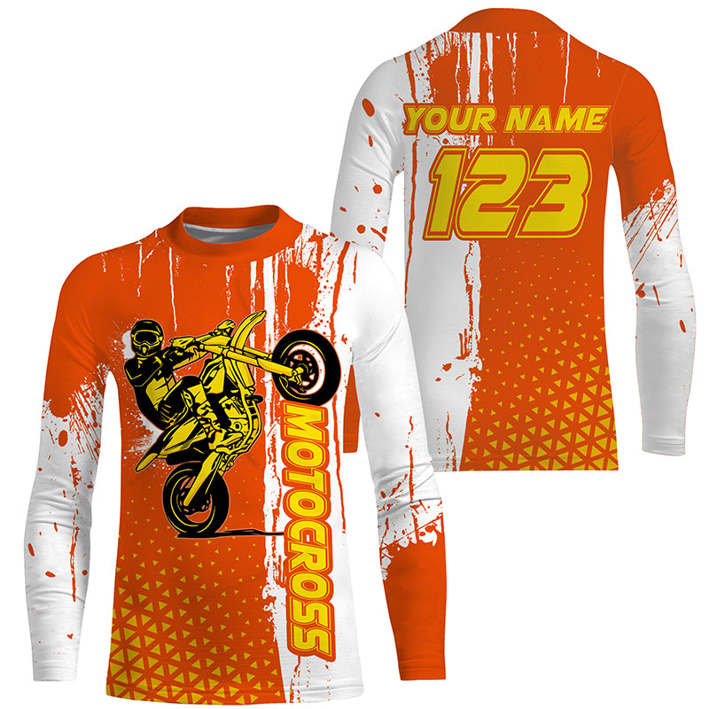 Custom Motocross Jersey UPF30+ Orange MX Racing Dirt Bike Off-Road Motorcycle Racewear NMS1271