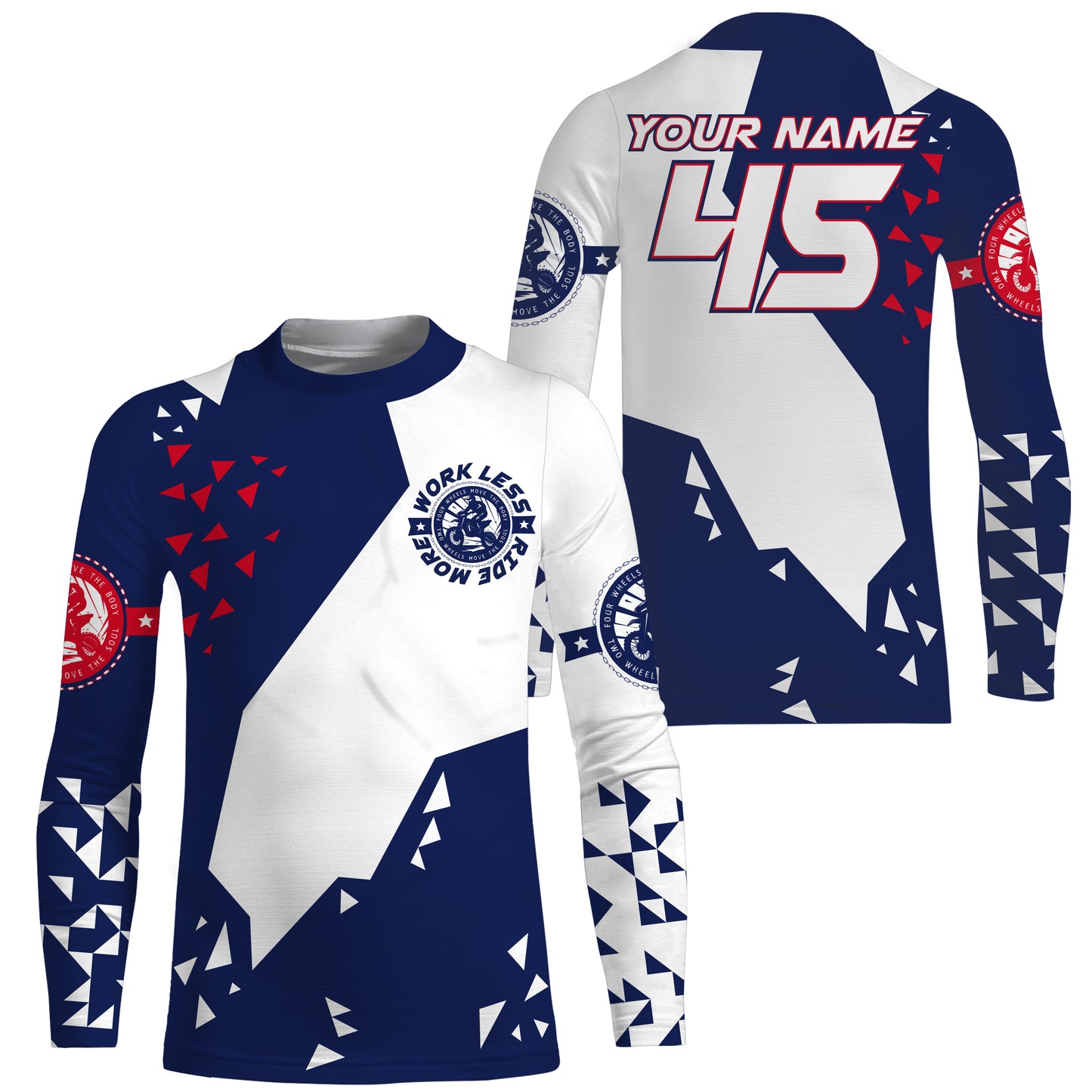 Kids men women motocross jerseys custom name&number blue white dirt bike shirt UV racing motorcycle PDT161
