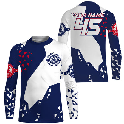 Kids men women motocross jerseys custom name&number blue white dirt bike shirt UV racing motorcycle PDT161