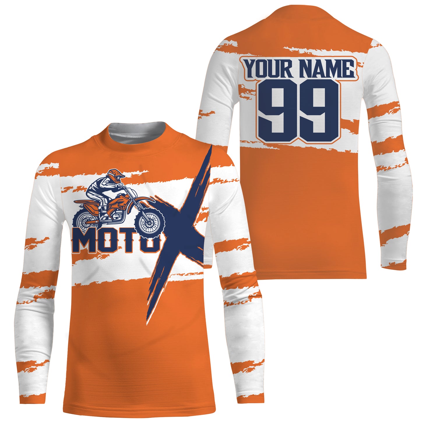 Custom name number dirt bike racing jersey orange kids men Motocross off-road UPF30+ MotoX shirt PDT126