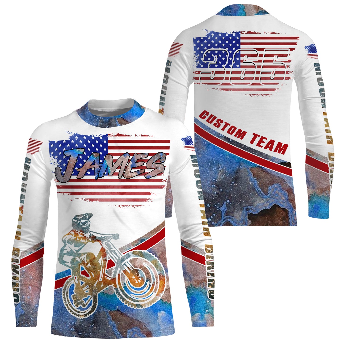 Personalized Adult kid MTB jersey UPF30+ patriotic mountain bike riding gear Downhill cycling shirt| SLC18
