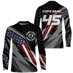 Personalized Racing Jersey UPF30+ Patriotic Work Less Ride More Dirt Bike Motocross Racewear NMS596