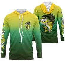 Load image into Gallery viewer, Largemouth Bass fishing custom name with angry bass ChipteeAmz&#39;s art UV protection shirts AT001