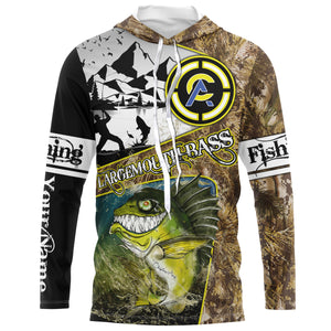 Largemouth Bass fishing camo custom name with funny Bass angry ChipteeAmz's art UV protection shirts AT017