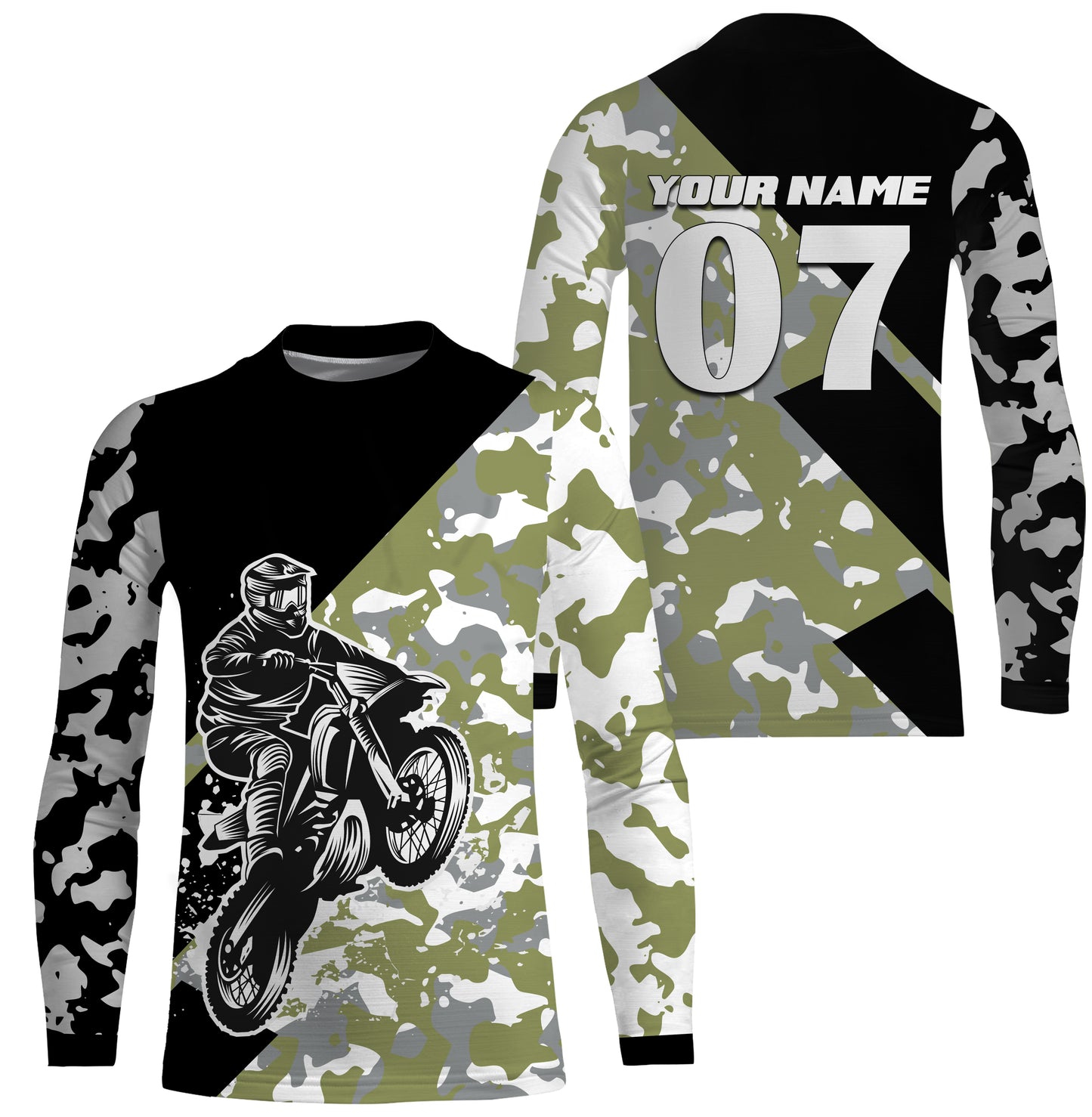 Custom Dirt Bike Jersey UPF30+ UV Protect, Camo Motocross Off-Road Motorcycle Riders Racewear| NMS438