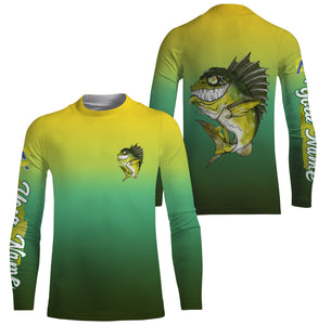 Largemouth Bass fishing custom name with angry bass ChipteeAmz's art UV protection shirts AT001