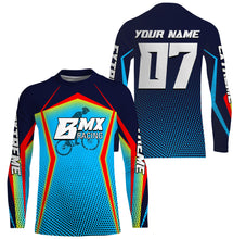 Load image into Gallery viewer, Custom Blue BMX racing jersey UPF30+ Adult kid bike shirt extreme cycling bicycle motocross gear| SLC58