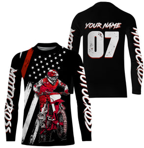 Custom motocross jersey American kid&adult UPF30+ red dirt bike racing off-road motorcycle shirt| NMS879