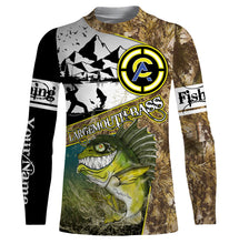 Load image into Gallery viewer, Largemouth Bass fishing camo custom name with funny Bass angry ChipteeAmz&#39;s art UV protection shirts AT017