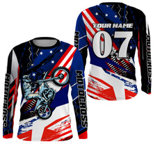 Load image into Gallery viewer, Patriotic Motocross Jersey Personalized UPF30+ MX Racing Shirt American Biker Motorcycle US Adult&amp;Kid| NMS716