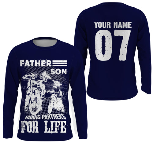 Father & Son Riding Partners Personalized Jersey UPF30+ Dirt Bike Dad Biker Youth Racing Shirt| NMS526