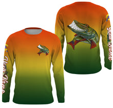 Load image into Gallery viewer, Musky fishing custom name with funny Muskie ChipteeAmz&#39;s art UV protection shirts AT025