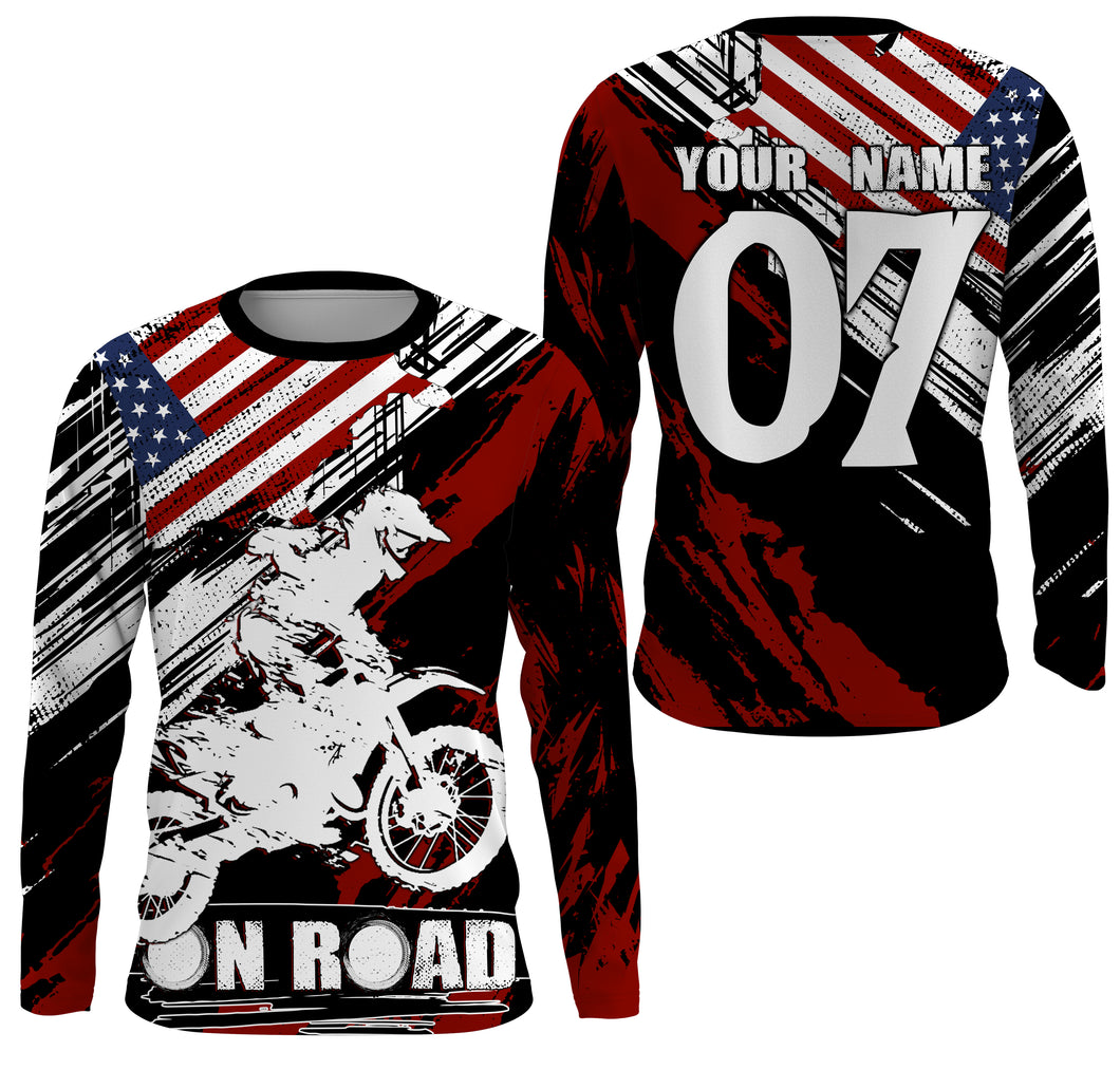 American flag personalized UPF30+ Motocross jersey MX racing biker extreme motorcycle shirt PDT13