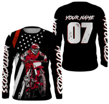 Load image into Gallery viewer, Custom motocross jersey American kid&amp;adult UPF30+ red dirt bike racing off-road motorcycle shirt| NMS879