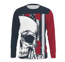 Load image into Gallery viewer, Patriotic Personalized Skull Jersey UPF30+ Motocross Biker Shirt, Motorcycle Off-Road Racing| NMS265
