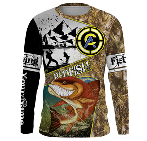 Redfish fishing camo custom name with funny Redfish angry ChipteeAmz's art UV protection shirts AT018