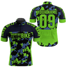 Load image into Gallery viewer, Mens mountain bike jersey UPF50+ Green camo MTB gear Breathable biking tops with pockets &amp; full zip| SLC89