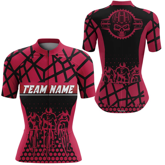 Womens cycling jersey Custom Pink biking tops UPF50+ Breathable cycle gear with pockets & full zip| SLC63