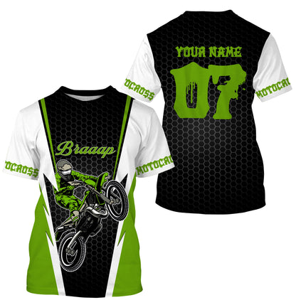 Brap Motocross Jersey Personalized UPF30+ Dirt Bike Riding Shirt Off-road Motorcycle Riders Green| NMS529