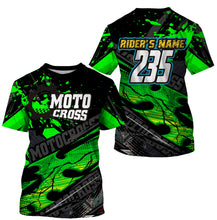 Load image into Gallery viewer, Personalized Motocross Jersey UPF30+, Motorcycle Green Dirt Bike Racing Shirt Off-Road Riders Racewear| NMS427